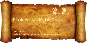 Miskovits Milán névjegykártya