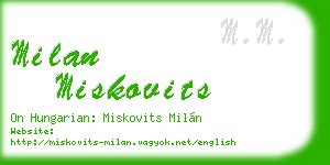 milan miskovits business card
